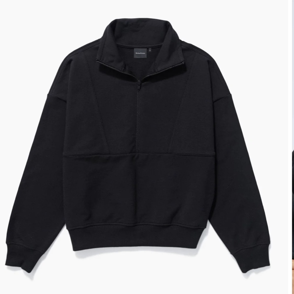 Richer poorer Terry pullover half zip sweatshirt black